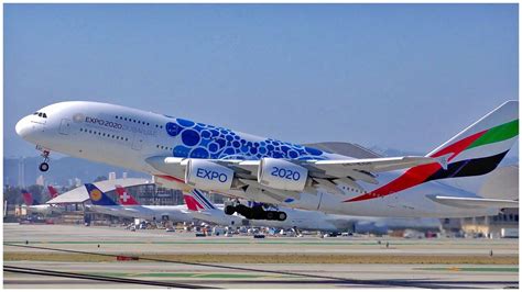 4k Emirates Airbus A380 861 Lax Departure Plane Spotting June