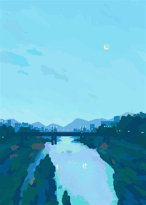 River 1041uuu On Patreon Pixel Art Landscape Pixel Art Background