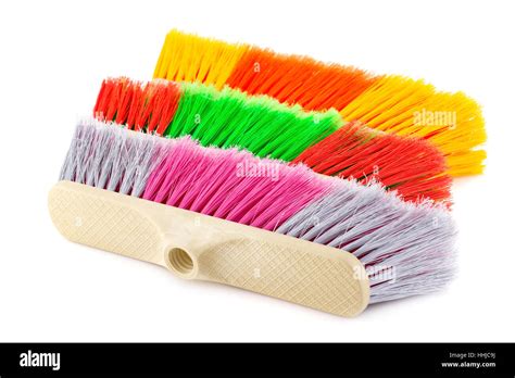 Colorful Brooms Isolated On White Background Stock Photo Alamy