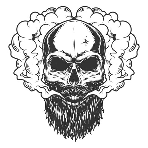 Free Vector Skull With Beard And Mustache