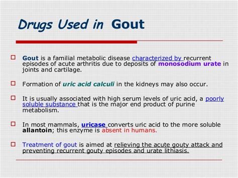 Gout And Anti Gout Drugs Pharmacology