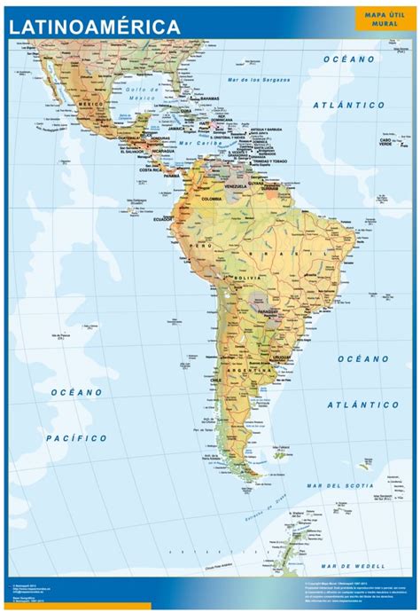 Mapa Latinoamerica Magnético Enmarcado Para Imanes Grande Mapas