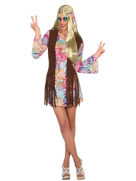 Disfraz Hippie Con Rosetones Muticolor Mujer Este Disfraz De Hippie