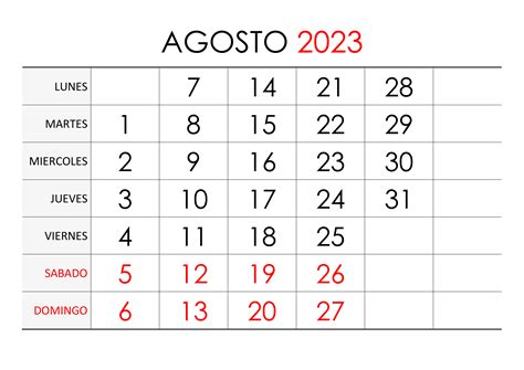 Calendario Vectorial Vertical Para Agosto De 2023 Con