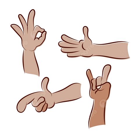Hand Gesture Cartoon Vector Art PNG Cute Brown Hand Gestures Cartoon