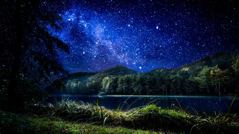 Starry Sky Over Mountain And Lake 3840x2160 Wallpaper