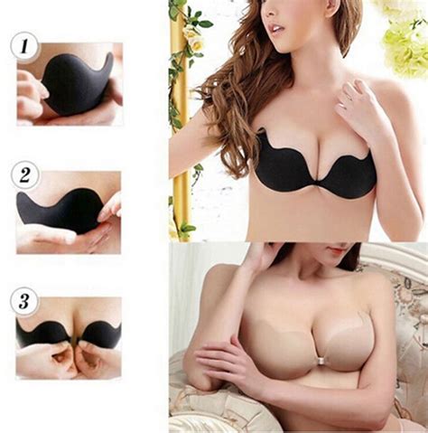 Hot Women Self Adhesive Strapless Bandage Blackless Solid Bra Stick Gel Silicone Push Up