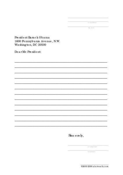 Since now you have read about letters. Writing Prompt - Letter to the President Worksheet for 4th - 5th Grade | Lesson Planet