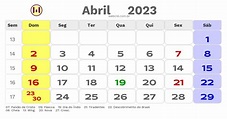 Calendário de abril de 2023 com feriados nacionais fases da lua e datas ...
