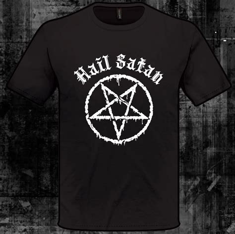 Hail Satan T Shirt Satanic Church Pentagram Lavey Goth Unholy W In T Shirts From Mens Clothing