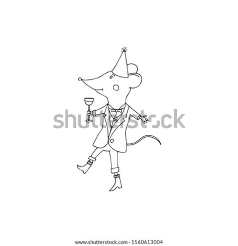 Single Hand Drawn Dancing Mouse Rat Stock Vector Royalty Free