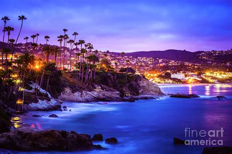Laguna Beach California City At Night Picture Photograph By Paul Velgos