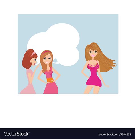 Envious Two Women Gossip About Their Friend Vector Image