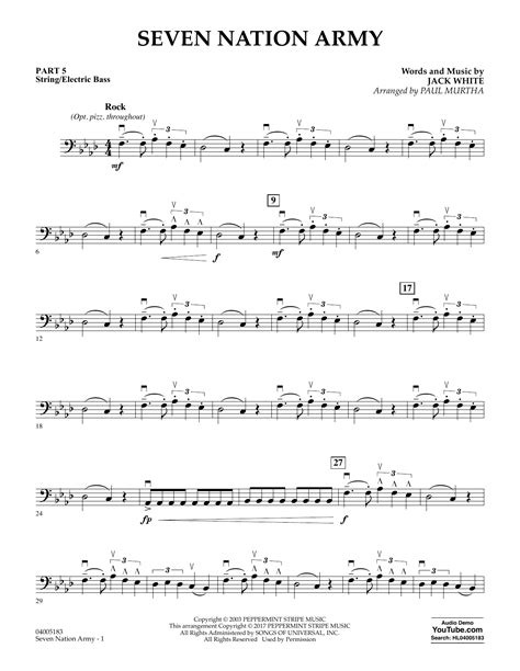 Seven Nation Army Pt5 Stringelectric Bass Sheet Music Paul