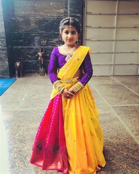 Cute Kid In Pythani Silk Half Saree Indian Dresses