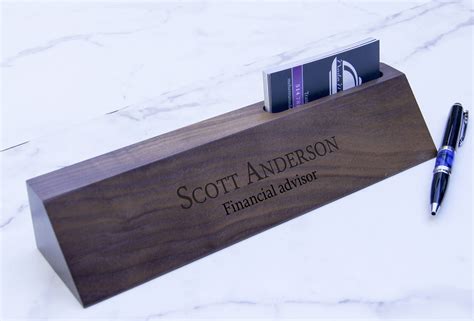 Personalized Wooden Desk Name Desk Wedge Card Holder Customized