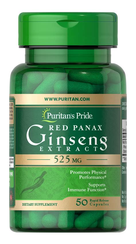 Red Panax Ginseng Extract 525 Mg 50 Capsules Herbal Supplements