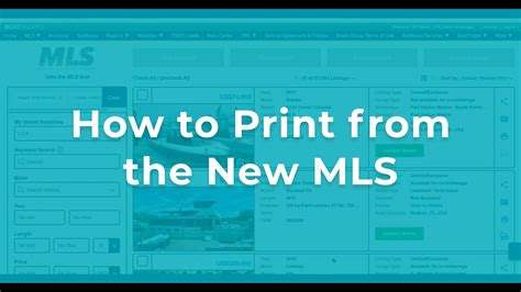 How To Print From The New Mls Youtube