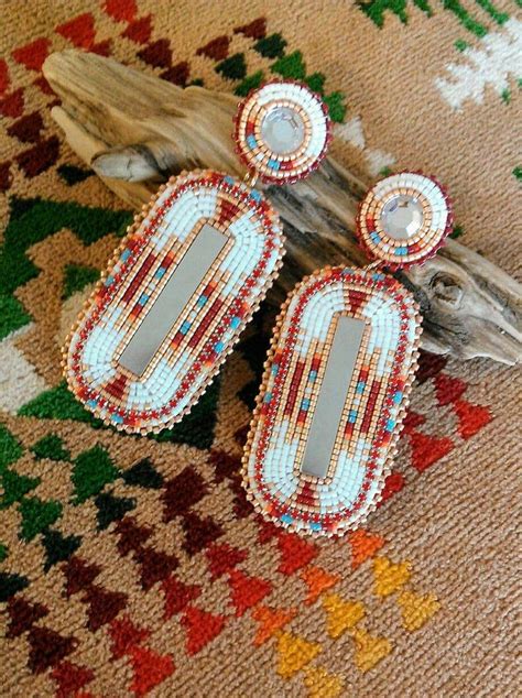 Rosette Earrings Azteca Hand Beaded Medallion Etsy In