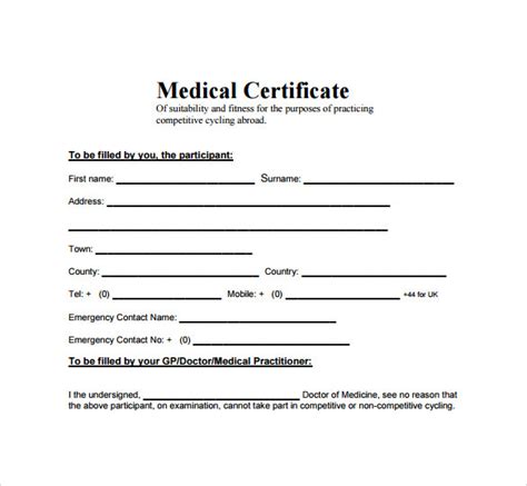 Medical Certificate Download For Free Sample Templates