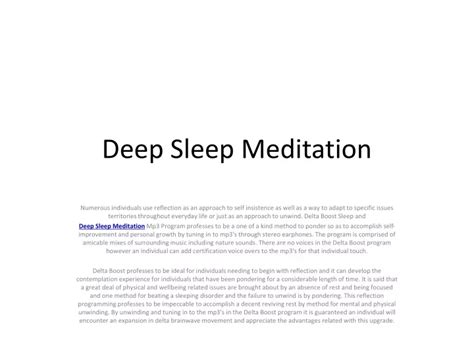 Ppt Deep Sleep Meditation Powerpoint Presentation Free Download Id