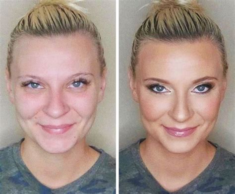 hölgy aki megmutatta hogy hogyan néz ki a smink felrakása előtt és után
