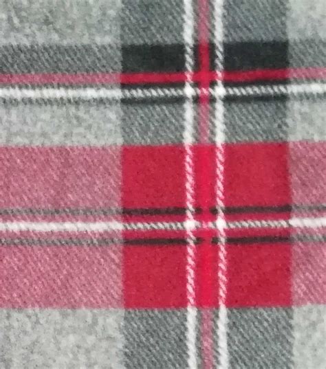 Luxe Fleece Fabric Gray Red And Black Plaid Joann