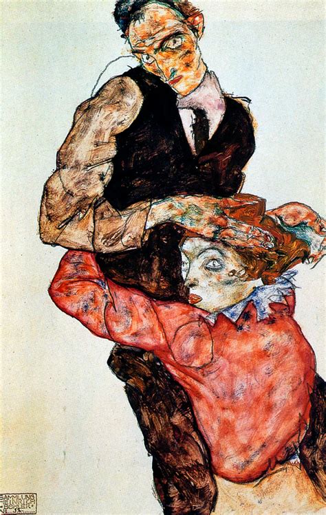 Egon Schiele The Lovers Self Portrait With Wally Wien Leopold