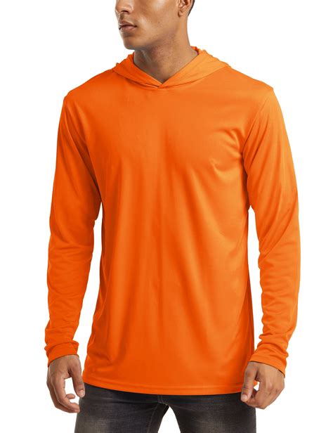 Tacvasen Mens Comfortable Sun Protection Shirt Summer Sport Hoodie Orange Xl