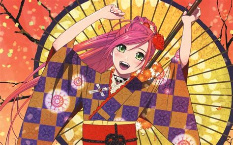 Wallpaper Illustration Gun Anime Joy Kimono Art Girl Fan