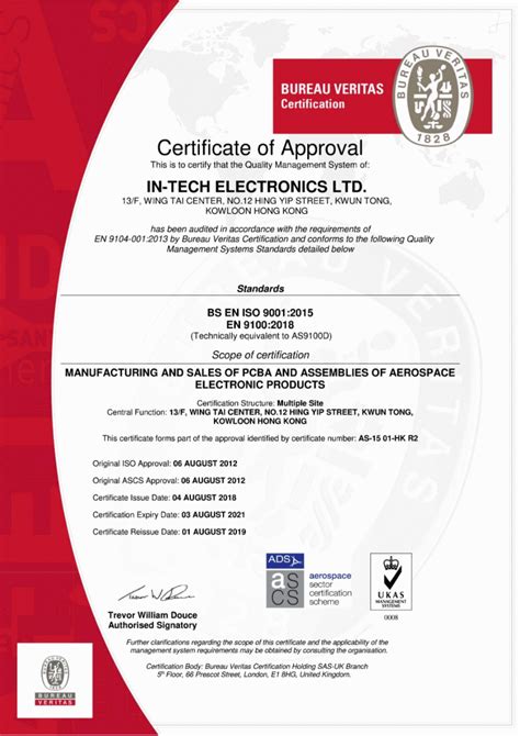 As9100d Certificate 4 Sites In Tech Electronics Limited