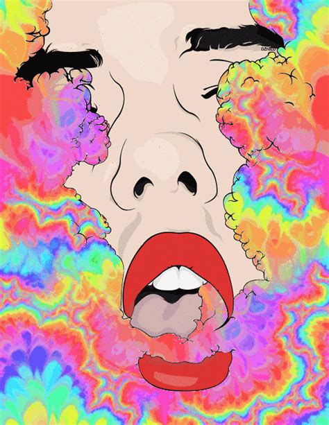 Art Girl Trippy Rainbow Hippie Drugs Weed Smoke Hipster