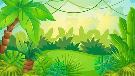 Dibujos Animados Fondo Juego De Selva — Archivo Imágenes Vectoriales