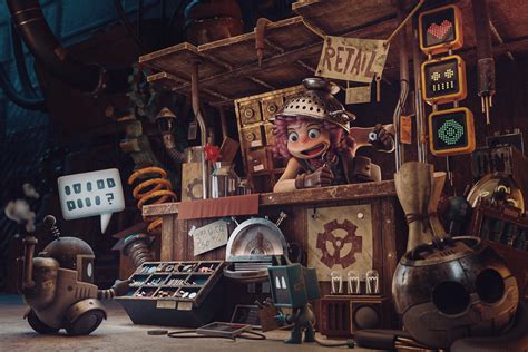 The Junk Shop By Alex Treviño Cartoon 3d Cgsociety Shop Artwork