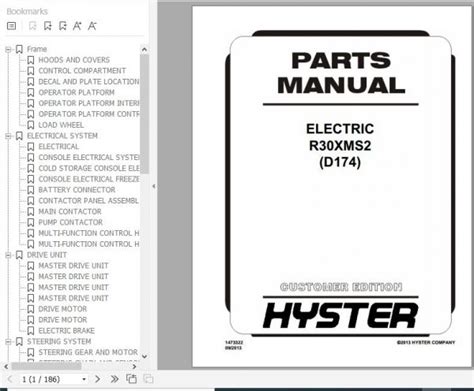 Hyster Electric Motor Narrow Aisle Trucks D174 R30xms2 Parts Manual