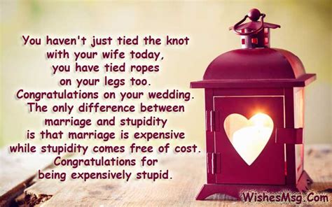 Weddings are an amazing step in the journey of life. Funny Wedding Wishes, Quotes and Humorous Messages - WishesMsg