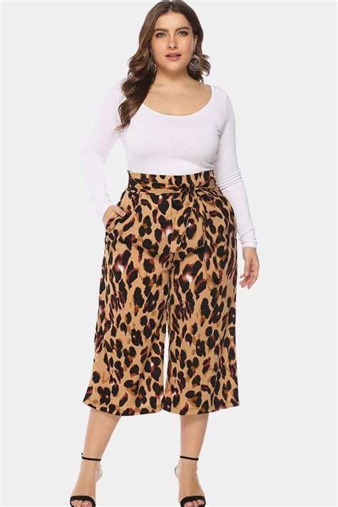 Plus Size Designer Leopard Print Palazzo Pants Plussizefix