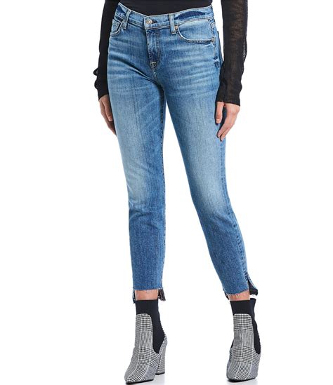 Lyst For All Mankind Released Raw Hem Ankle Jeans In Blue