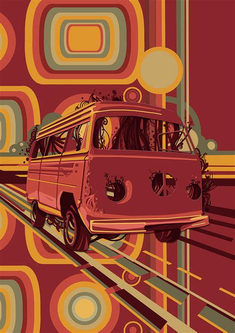 Retro Camper Van 70s Digital Art By Bekim M