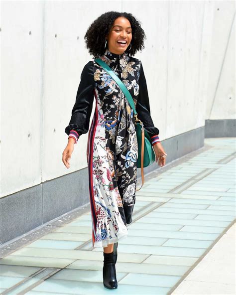 Yara Shahidi In A Long Floral Dress During A Photoshoot In New York City Celeb Donut