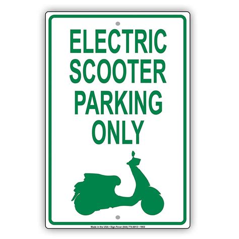 Electric Scooter Parking Only With Graphic Alert Caution Warning Notice