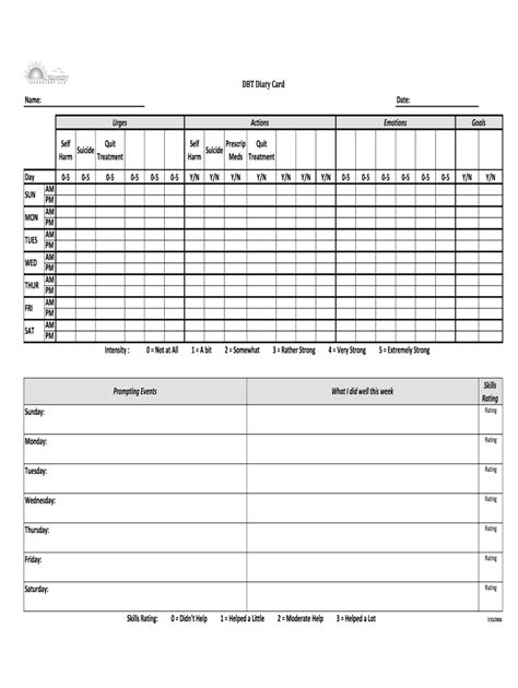 2018 2024 Form Recovery Technology Dbt Diary Card Fill Online
