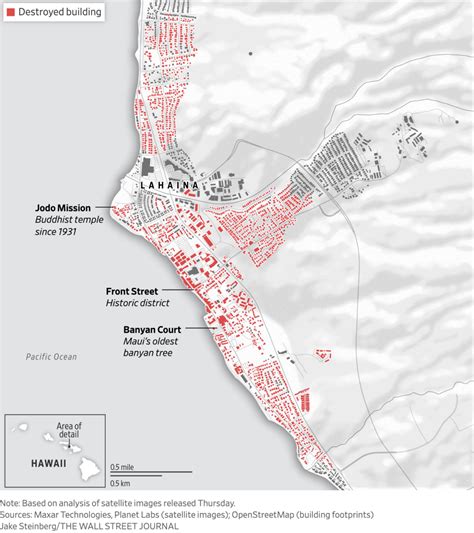 Map Of Lahaina Buildings Destroyed In Wildfire Mg Montague