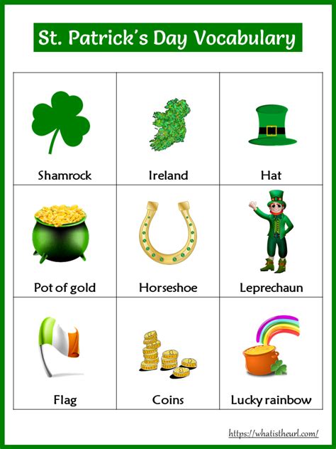 St Patricks Day Vocabulary Chart Your Home Teacher