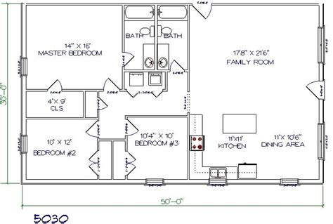 50x30 Pole Barn House Plans Barndominium Floor Plans Barndominium