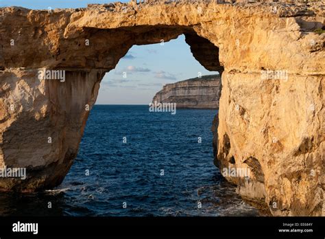 Azure Window Famous Stone Arch Of Gozo Island In The Sun In The Winter