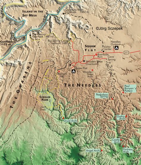 Topographische Karte Der Needles Canyonlands National Park