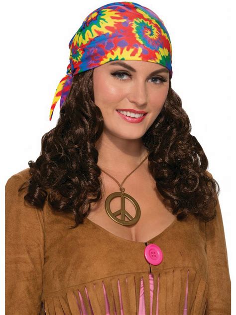 Hippie Wig With Headscarf For Adults — Costume Super Center