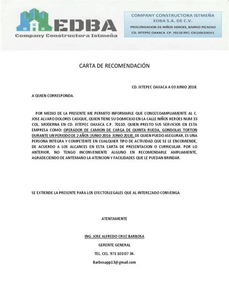 Cool Carta Recomendacion Empresa 2022 Mary Kendrick Ejemplo De Carta