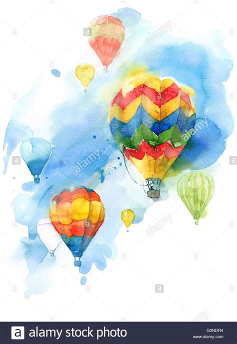 Hot Air Balloon Festival Colorful Watercolor Background